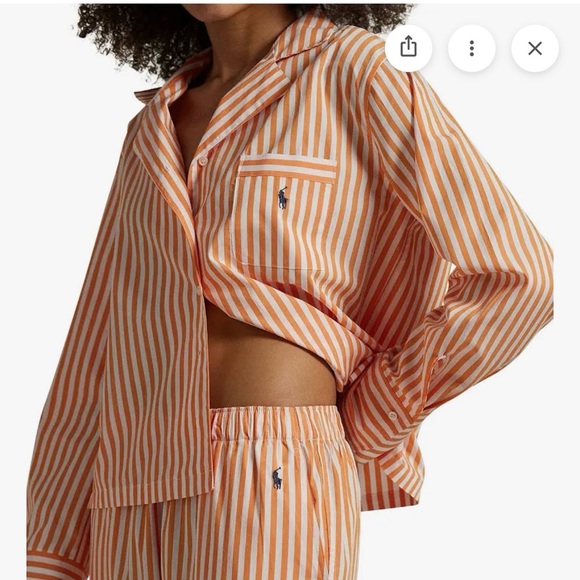 Polo by Ralph Lauren Orange and White Striped Women's Pajama Set - Picture 14 of 16